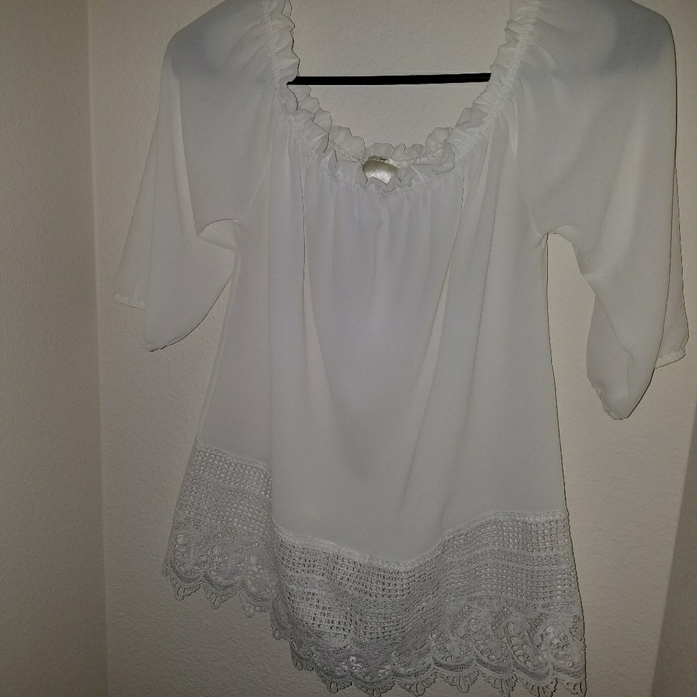 Off the shoulder white top